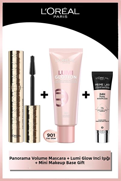 L'Oreal Paris ماسكارا بانوراما وجلوشن الكل في واحد 901 وبرايم لاب بور ميني لش...