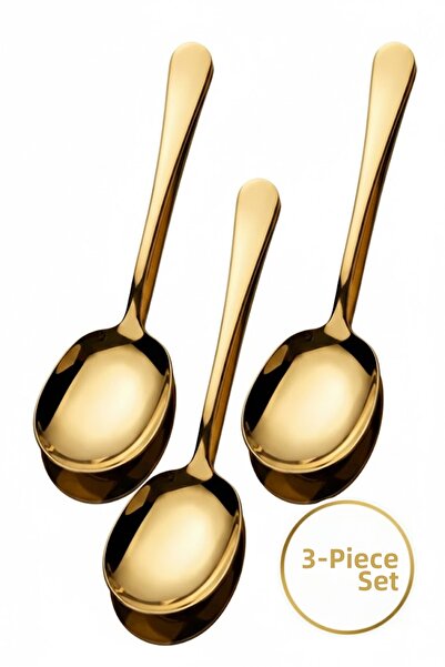 UNDHOME Gold Stainless Steel Serving Spoons 3 Pieces 21 Cm