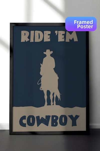 Postifull لوحة بإطار أسود، Ride Em' Cowboy، لوحة حائط للمطبخ من سلسلة Comfort...