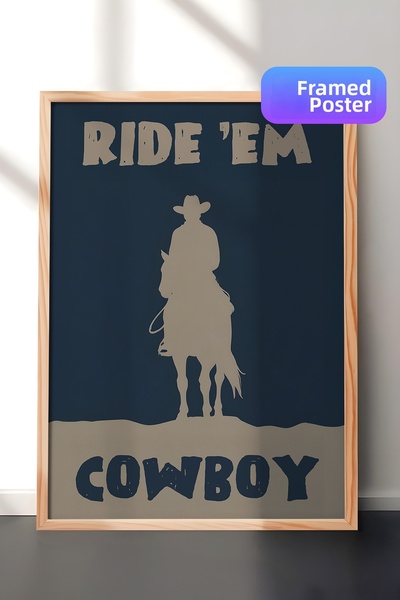 Postifull لوحة بإطار خشبي، Ride Em' Cowboy، لوحة خشبية للمطبخ من سلسلة Comfor...