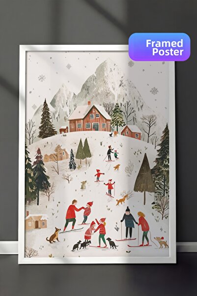 Postifull Tablou cu rama alba, pictura de perete cu design artistic, seria Co...