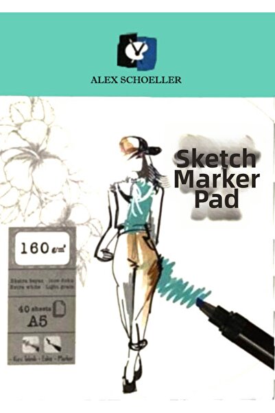 Alex Schoeller دفتر رسم بغلاف مقوى 160 جرام مقاس A5 40 ورقة ALX:943