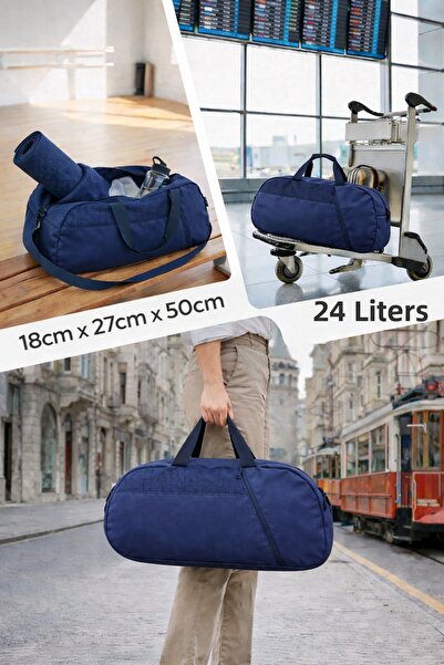 MUCCO Kaff Medium Navy Blue Front Pocket Adjustable Shoulder Strap Hand Trave...