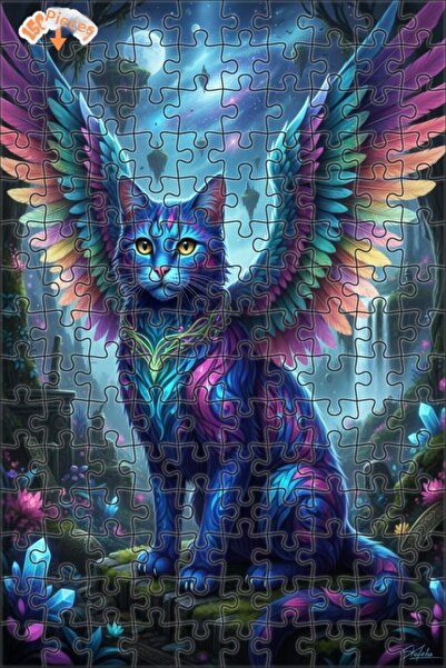 Teona Ahşap لغز خشبي بإطار مزدوج الطبقات بمظهر لوحة زيتية لقصة قطة مجنحة 150 ...