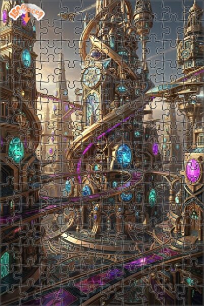 Teona Ahşap لغز خشبي بإطار من طابقين بمظهر لوحة زيتية على طراز مدينة الإمبراط...