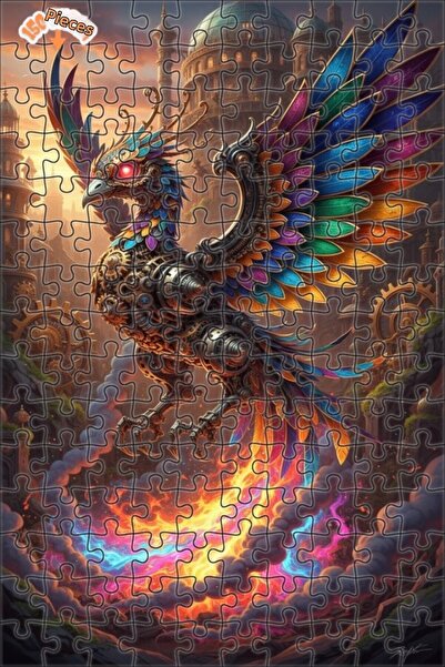 Teona Ahşap لغز خشبي مطبوع عليه فن رقمي ميكانيكي على شكل طائر العنقاء بإطار م...