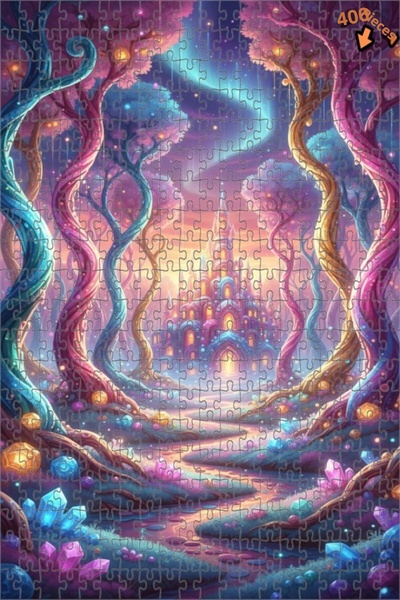 Teona Ahşap لغز خشبي مؤطر بطبقتين من مملكة الخيال القلعة السحرية 400 قطعة 35×35
