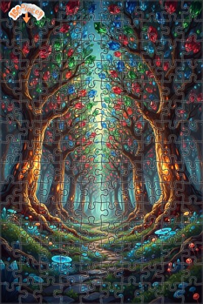 Teona Ahşap لغز خشبي فني بمظهر لوحة زيتية لغابة الأحجار الكريمة الغامضة 150 ق...