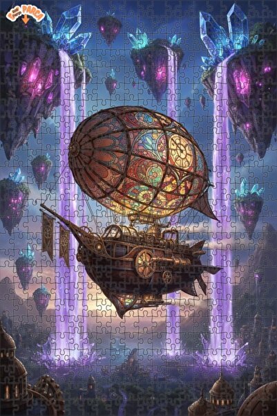 Teona Ahşap لغز خشبي مؤطر بطبقتين بتصميم السفينة الهوائية الغامضة والشلالات ا...