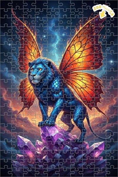 Teona Ahşap لغز خشبي على شكل أسد ذو أجنحة كريستالية سحرية بمظهر لوحة زيتية 20...
