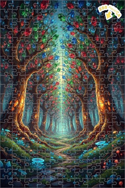 Teona Ahşap لغز خشبي فني بمظهر لوحة زيتية لغابة الأحجار الكريمة السحرية 200 ق...