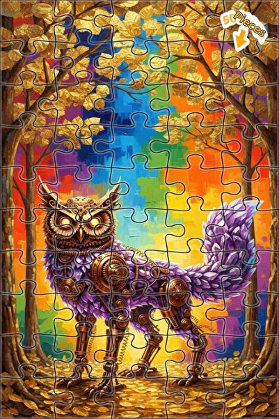 Teona Ahşap لغز خشبي مؤطر بطبقتين بمظهر لوحة زيتية سحرية على طراز ستيمبانك لغ...