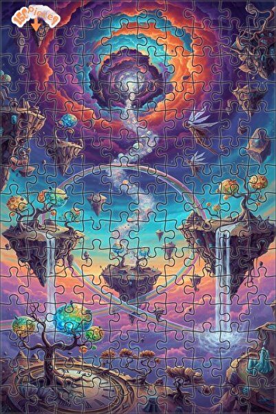 Teona Ahşap لغز فني بمظهر لوحة زيتية لسماء سحرية من الأراضي الغامضة 150 قطعة ...