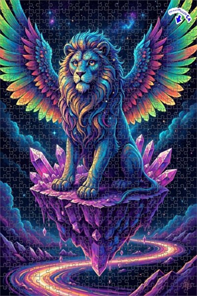 Teona Ahşap لغز خشبي على شكل أسد مجنح وجزيرة كريستالية 600 قطعة 50×35