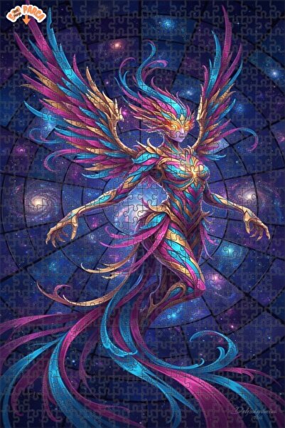 Teona Ahşap لغز خشبي بإطار مزدوج الطبقات بمظهر لوحة زيتية لشخصية فضائية مجنحة...