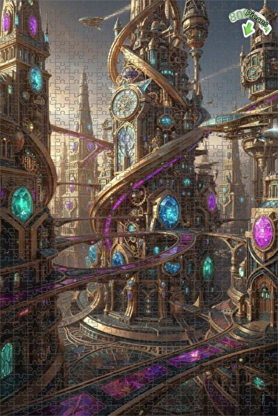 Teona Ahşap لغز خشبي بإطار ذو طابقين بمظهر لوحة زيتية على طراز مدينة الإمبراط...