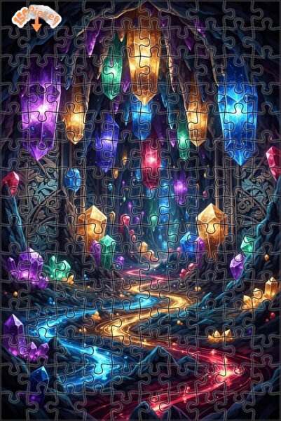 Teona Ahşap لغز خشبي مؤطر بطبقتين بمظهر لوحة زيتية لكهف الكريستال السحري 150 ...