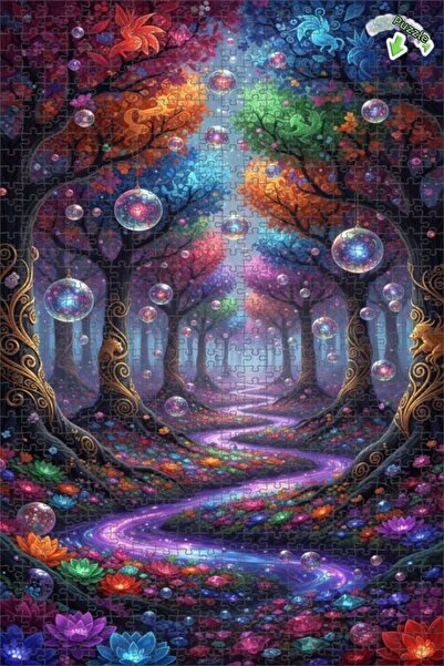 Teona Ahşap لغز خشبي بتصميم غابة سحرية بلمسة مائية 800 قطعة 70×50