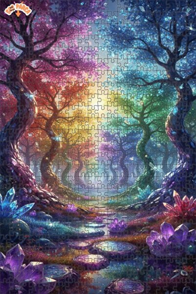 Teona Ahşap غابة قوس قزح، بلورات غامضة، أشجار ملونة، لغز خشبي بإطار مزدوج الط...