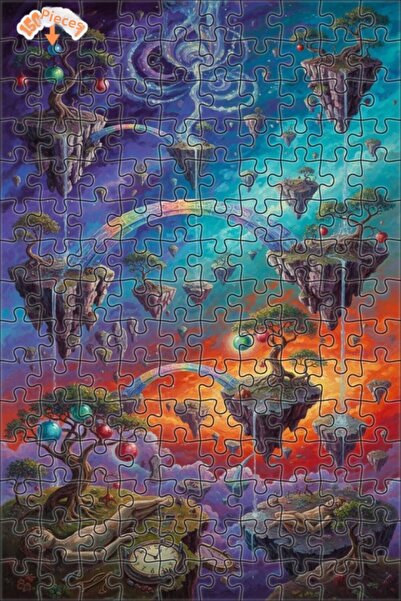 Teona Ahşap لغز خشبي بإطار ذو طابقين بمظهر لوحة زيتية من سلسلة جزر الأحلام ال...