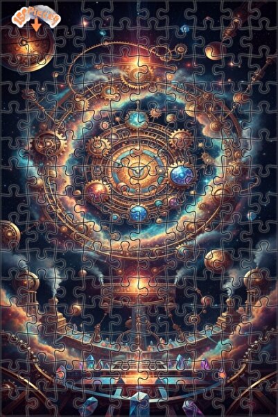 Teona Ahşap آلية ساعة ستيمبانك الكونية، لوحة زيتية، لغز خشبي بإطار مزدوج الطب...