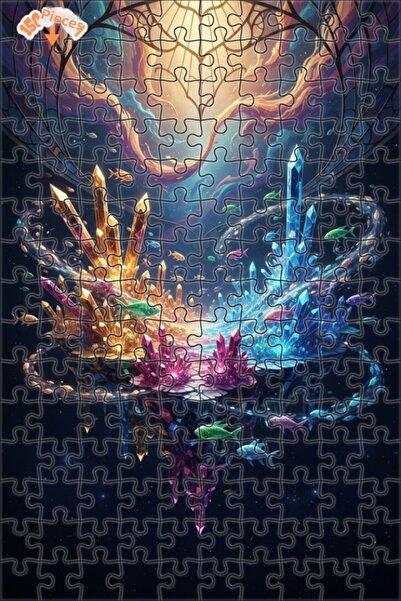 Teona Ahşap لوحة زيتية لبحار الكريستال والأسماك الطائرة، لغز خشبي بإطار مزدوج...