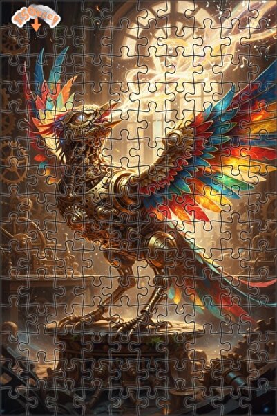 Teona Ahşap لغز خشبي بإطار مزدوج الطبقات بتصميم ستيمبانك بمظهر لوحة زيتية لطا...