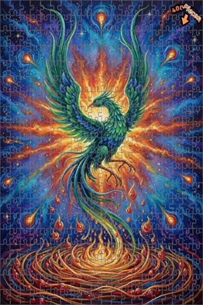 Teona Ahşap لغز فني بمظهر لوحة زيتية لطائر الفينيق الأسطوري 400 قطعة 35×35