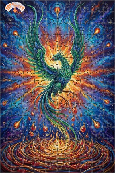 Teona Ahşap لغز فني بمظهر لوحة زيتية لطائر الفينيق الأسطوري 150 قطعة 20×30