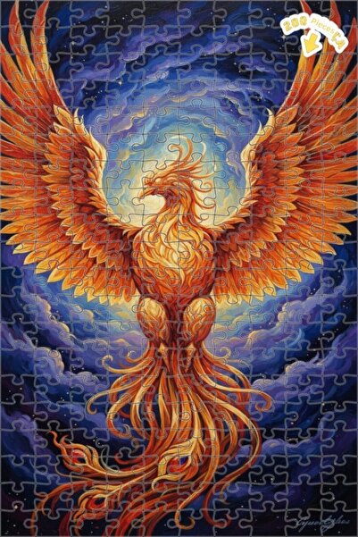 Teona Ahşap لوحة فنية خشبية مؤطرة على شكل طائر الفينيق الغامض بمظهر لوحة زيتي...