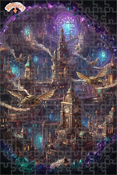 Teona Ahşap لغز خشبي بإطار مزدوج الطبقات من ستيمبانك كريستال سيتي 150 قطعة 20x30