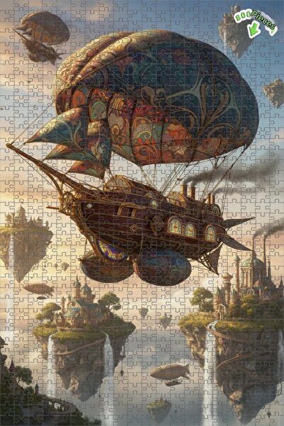 Teona Ahşap لغز خشبي بإطار ذو طابقين بتصميم سفينة هوائية بخارية من سلسلة قلعة...