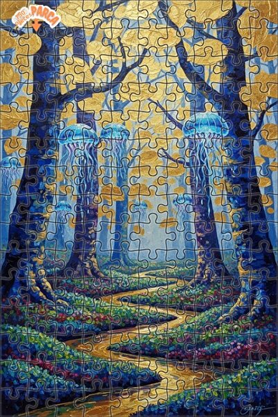 Teona Ahşap لوحة زيتية لقنديل البحر العائمة في الغابة الغامضة، لغز خشبي بإطار...