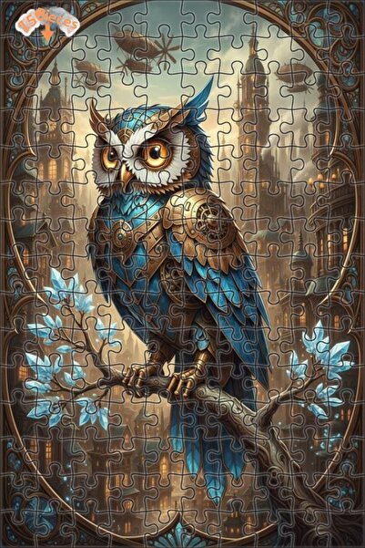 Teona Ahşap لغز خشبي مؤطر بطبقتين على شكل بومة الزمن البخارية 150 قطعة 20×30