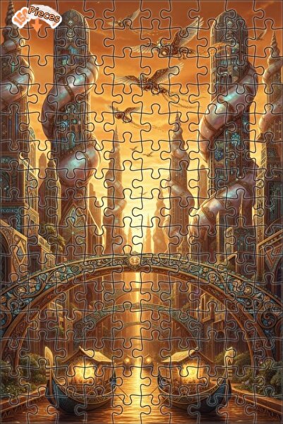 Teona Ahşap لغز فني بمظهر لوحة زيتية لطيور الطائرات في المدينة الذهبية 150 قط...