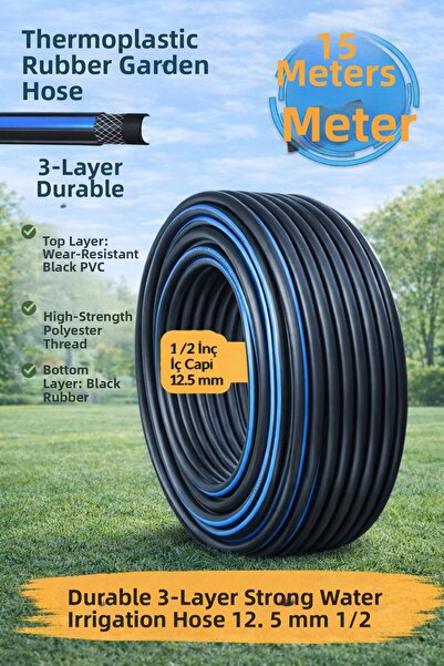 plant-home Thermo Rubberized Garden Hose 15 Meters |   3-Layer Durable Constr...