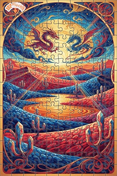 Teona Ahşap فن اللوحات المائية لمعارك التنين 150 قطعة 20×30