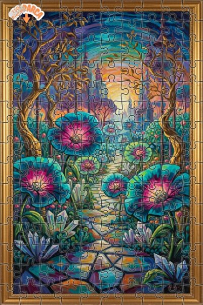 Teona Ahşap لغز خشبي مؤطر بطبقتين بمظهر لوحة زيتية لحديقة الزهور السحرية 150 ...