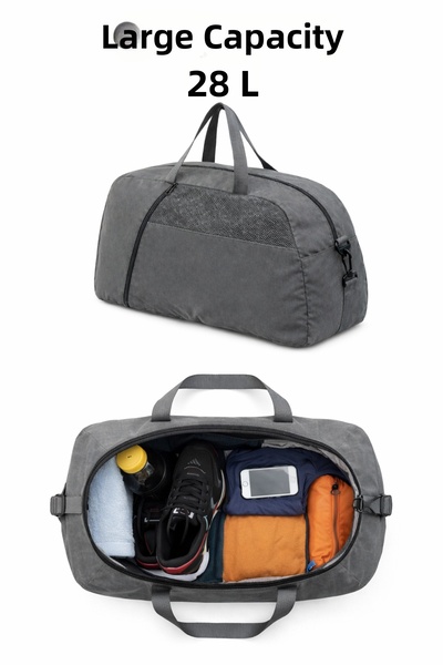 MUCCO Kaff Large Gray Front Pocket Adjustable Shoulder Strap Hand Travel Duff...