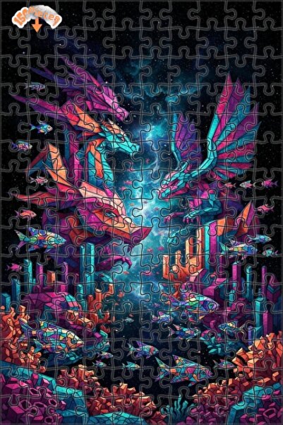 Teona Ahşap لغز خشبي ملون بإطار مزدوج الطبقات بتصميم الرقص الفلكي للتنانين 15...