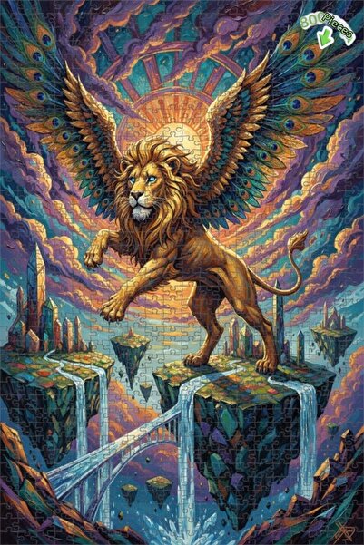 Teona Ahşap لغز خشبي مؤطر بطبقتين لـ "أرض الأسد المجنح الغامضة" 800 قطعة 70×50