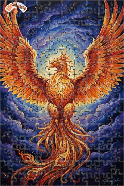 Teona Ahşap لوحة فنية خشبية مؤطرة على شكل طائر الفينيق الغامض بمظهر لوحة زيتي...