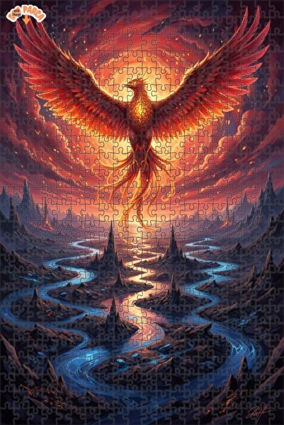 Teona Ahşap لغز خشبي مؤطر بطبقتين بتصميم مناظر طبيعية خيالية لطائر النار، 500...