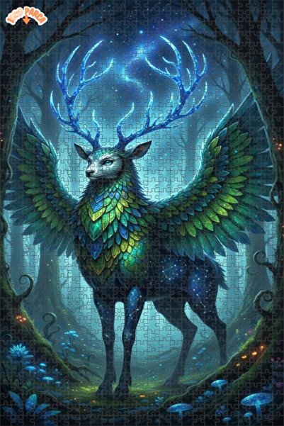 Teona Ahşap لغز خشبي مؤطر بطبقتين بمظهر لوحة زيتية لحكاية الغزال المجنح 1000 ...