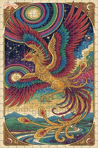 Teona Ahşap لغز خشبي رائع بإطار ذو طابقين بتصميم طائر الفينيق الملون 250 قطعة...