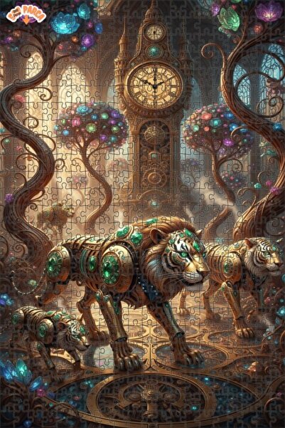 Teona Ahşap لغز خشبي بإطار مزدوج الطبقات بتصميم أشجار كريستالية وأسودات على ط...