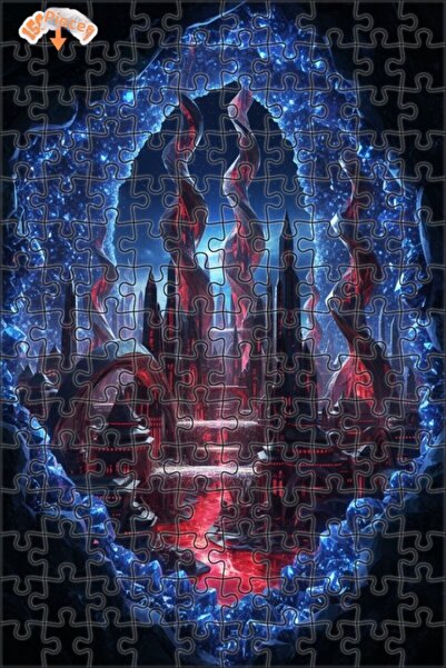 Teona Ahşap لغز خشبي بإطار من طابقين بمظهر الطباعة الرقمية لمدينة الكهف الكري...