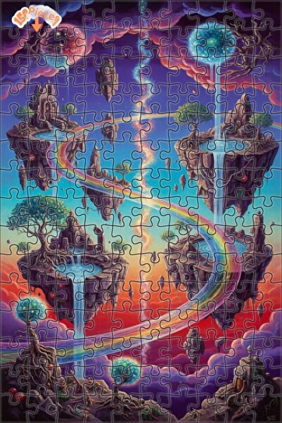 Teona Ahşap لغز خشبي بإطار ذو طابقين بمظهر لوحة زيتية لجنة الجنة السماوية 150...