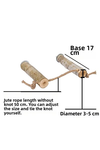 X-Perk Natural Wooden Perch for Birds and Parrots with Jute Rope Natural Wood...