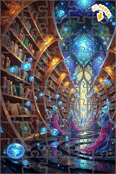 Teona Ahşap لغز خشبي مؤطر بطبقتين بتصميم مكتبة سحرية بمظهر لوحة زيتية فنية حد...